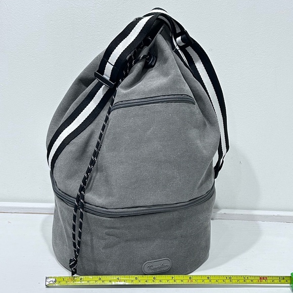 Travelon Gray Unisex Cotton Canvas Coastal Cinch Bag & Insulated Cooler Backpack - Picture 15 of 16